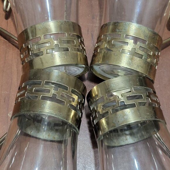 Glass Irish Coffee Cappuccino Glasses Cups Mugs Metal Base and Handles Set of 4 - Picture 9 of 11